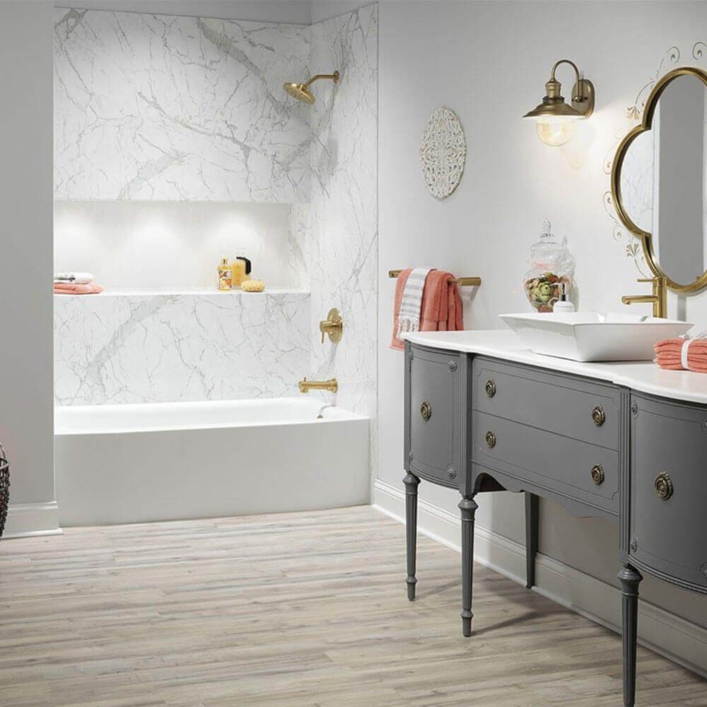 Bathroom with tub and shower